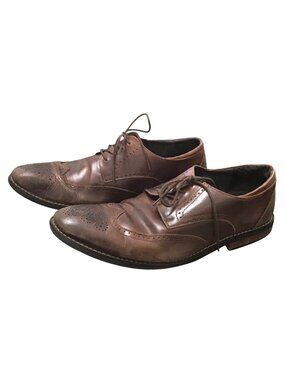OXFORDS COGNAC BROWN LEATHER MENS DRESS SHOES SIZE12